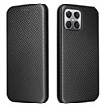 Honor X8 Flip Case - uhlíkové vlákno - černá