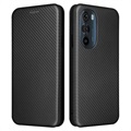 Motorola Edge X30 Flip pouzdro - uhlíkové vlákno - černá