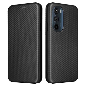 Motorola Edge X30 Flip pouzdro - uhlíkové vlákno - černá