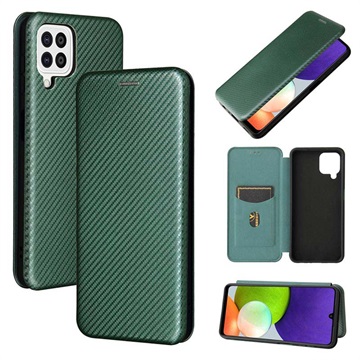 Samsung Galaxy A22 4G Flip Case - uhlíkové vlákno - zelená