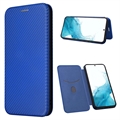 Samsung Galaxy A34 5G Flip Pouzdro - Uhlíkové Vlákno - Modrý