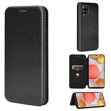 Samsung Galaxy A42 5G Flip Case - uhlíkové vlákno - černá