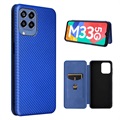 Samsung Galaxy M33 Flip pouzdro - uhlíkové vlákno - modrá