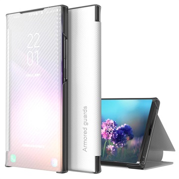 Obrněné stráže Samsung Galaxy S22 Ultra 5G Flip Case - uhlíkové vlákno - bílé
