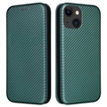 iPhone 15 Flip Pouzdro - Uhlíkové Vlákno - Zelená