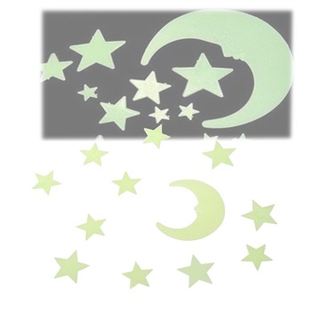 Glow in Dark Moon and Stars Wall Stickers - 60 ks.