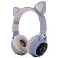 Sluchátka pro děti s kočičími ušními kočkami Bluetooth - modrá