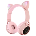 Sluchátka pro děti s kočičími ušními kočkami Bluetooth - růžová
