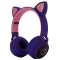 Sluchátka pro děti s kočičími ušními kočkami Bluetooth - fialová