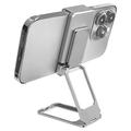 Folding Metal Desktop Phone Kickstand 360-Degree Rotating Zinc Alloy Cell Phone Back Clip Stand - Silver