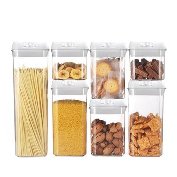Food Storage Containers - 500ml, 800ml, 1200ml, 1900ml - 7 Pcs - White