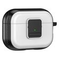 Apple AirPods Pro 2 Magnetické nabíjecí pouzdro na sluchátka TPU s přezkou a karabinkou - černé / bílé