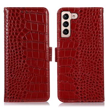 Crocodile Série Samsung Galaxy S23 5G Kožené Pouzdro na Peněženku s RFID
