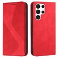 Business Style Samsung Galaxy S23 Ultra 5G Pouzdro na Peněženku - Červené