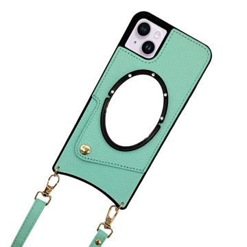 Pouzdro Fish Tail iPhone 14 Coated se Zrcátkem - Zelená