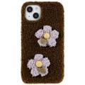 Fluffy Flower Series iPhone 14 TPU pouzdro - Hnědý