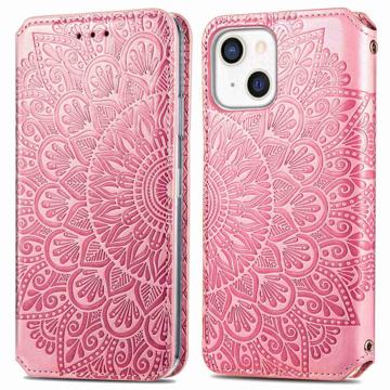 Série Mandala iPhone 14 Peněženka - Růžový