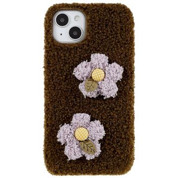 Fluffy Flower Series iPhone 14 Plus TPU pouzdro - Hnědý