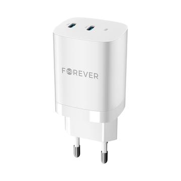 Forever TC-05-35CC 35W GaN Wall Charger - 2xUSB-C, Power Delivery, Quick Charge - White