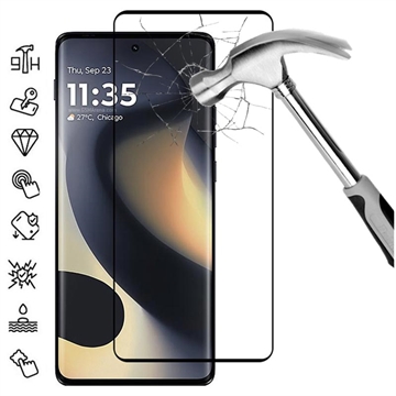 Motorola Edge (2025) Full Cover Tempered Glass Screen Protector - 9H - Black Edge