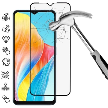 Oppo A18 Full Cover Tempered Glass Screen Protector - Black Edge