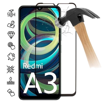 Ochranné tvrzené sklo na displej Xiaomi Redmi A3 – Černá hrana