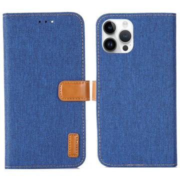 Jeans Série iPhone 14 Pro Max Pouzdro na Peněženku - Modrý