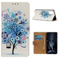 Série Glam Samsung Galaxy S20 Fe peněženka - kvetoucí strom / modrá