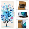 Glam Series Xiaomi Redmi Note 8 2021 Case Peněženka - kvetoucí strom / modrá