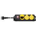 Goobay 3-Way Outdoor Power Strip with 3m Cable - Black / Yellow