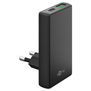 Goobay GaN Dual Fast Charger 90° Flat - 65W, USB-C & USB-A