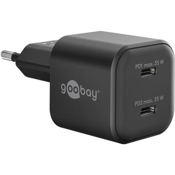 Goobay Nano GaN Dual USB-C PD Fast Charger 35W - Black