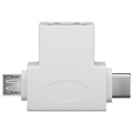 GooBay USB 3.0 až microUSB a USB-C T-adapička-bílá