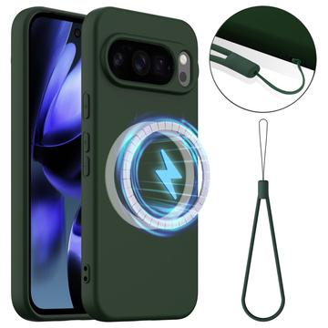 Tekuté silikonové pouzdro pro Google Pixel 10 Pro – kompatibilní s MagSafe – Tmavozelený
