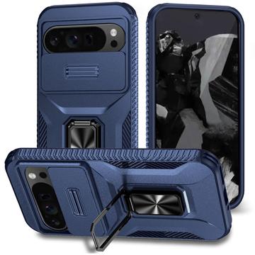 Google Pixel 9 Pro XL Rotary Ring Hybrid Case with Camera Shield - Blue