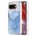 Google Pixel 9a Marble Pattern Electroplated IMD TPU Case - Blue