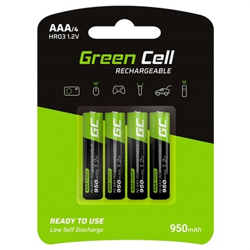 Zelené buňky HR03 dobíjecí baterie AAA - 950 mAh - 1x4