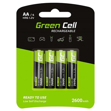 Zelené buňky HR6 dobíjecí baterie AA - 2600 mAh - 1x4