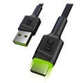 Rychlý kabel USB -C Green Cell Ray s LED světlem - 1,2 m