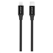 GreyLime 18W opletený USB-C / Lightning kabel – MFi Certified – 2m – Černá