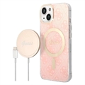Guess 4G Edition Bundle Pack iPhone 14 Pouzdro & Bezdrátová Nabíječka - Růžový