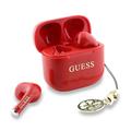 Guess Charm True Wireless Earphones with Glossy Effect & Classic Logo Print - Red
