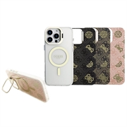 iPhone 16 Pro Max Guess Electroplated Stand Camera Frame MagSafe Case with Interchangeable Backgrounds