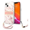 Hádejte sbírku mramoru iPhone 13 Mini pouzdro s ručním popruhem - růžová