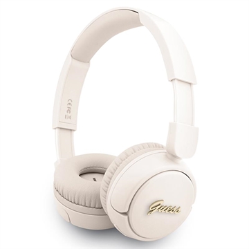 Guess Metal Logo Script Bluetooth 5.3 On-Ear Headphones - Beige