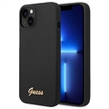 Silikonové Pouzdro Guess Metal Logo iPhone 14 (Otevřená krabice - Vynikající) - Černé