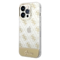 Guess Peony Glitter Script Logo iPhone 14 Pro Hybridní Pouzdro - Zlaté