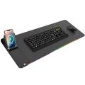 H18 RGB Desk Mat with 15W Wireless Charger & Fold-Up Phone Stand - Black