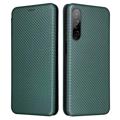 HTC Desire 22 Pro Peněženka - Uhlíkové Vlákno - Zelená