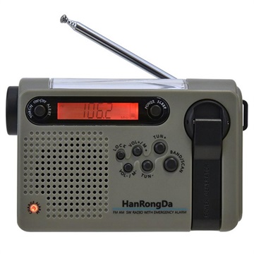Hanrongda HRD -900 kempingové rádio s baterkou a alarmem SOS - oranžová